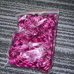 Hot pink metallic plastic circles for jewelry, crafting and art projects